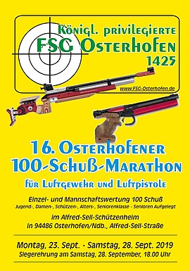 Banner 16. Osterhofener 100-Schuss-Marathon für Luftgewehr und Luftpistole