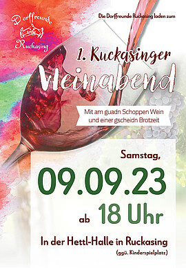 Banner 1. Weinabend der Dorffreunde Ruckasing